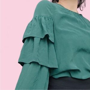 Elegant Hunters Green Silk Blouse